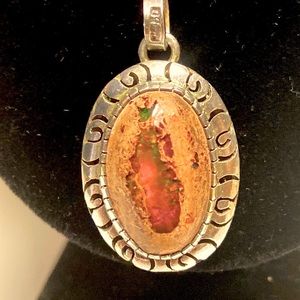Rare opal imbedded in jasper in sterling (.925) pendant